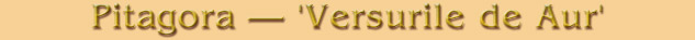 Pitagora — «Versurile de Aur»